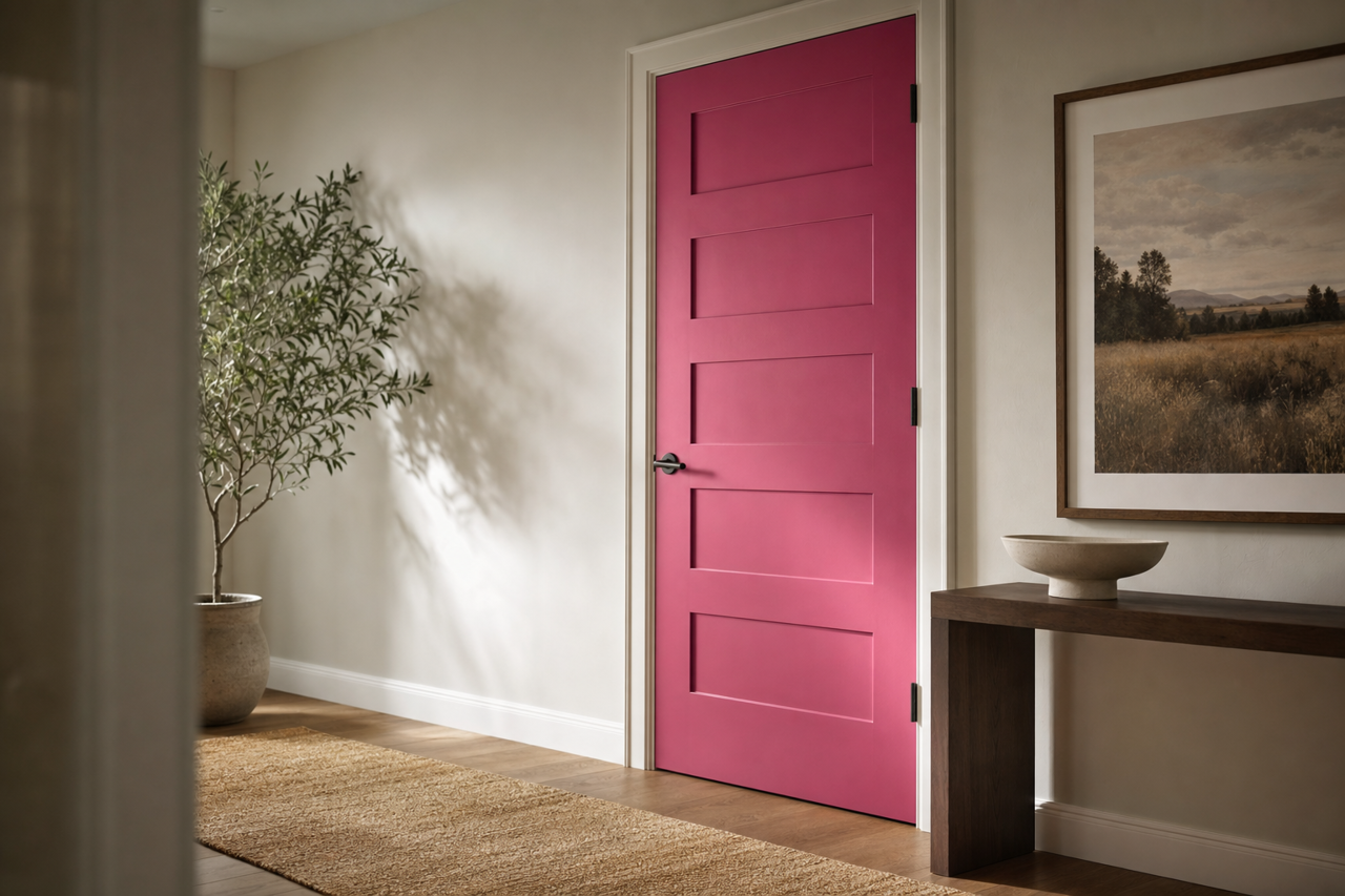 Pink by Benjamin Moore on interior-doors