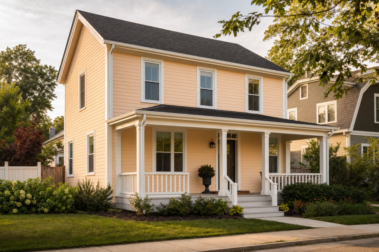 Peach Cider by Benjamin Moore on exterior