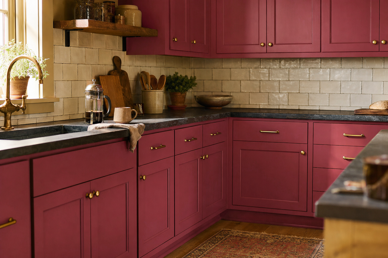 Chinaberry by Benjamin Moore on cabinets
