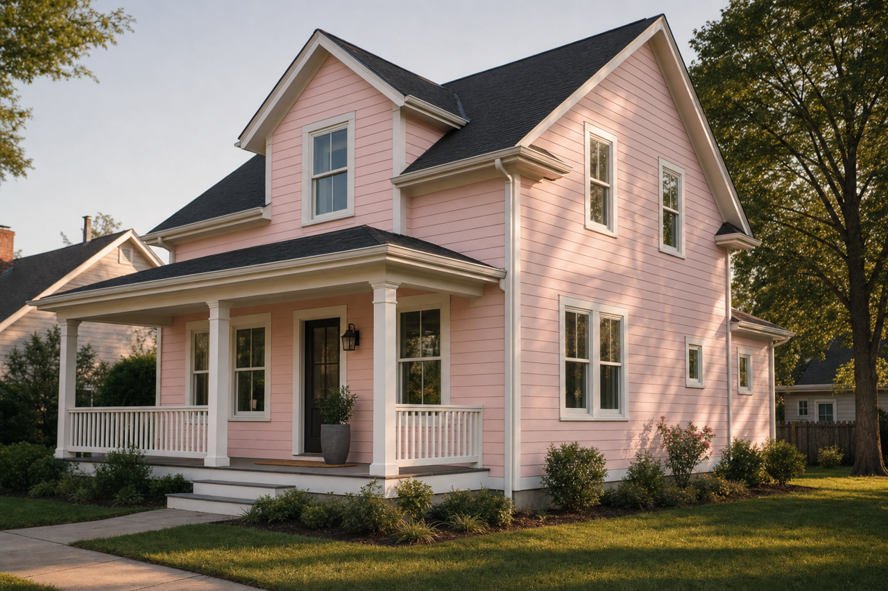 Pink Dynasty by Benjamin Moore on exterior