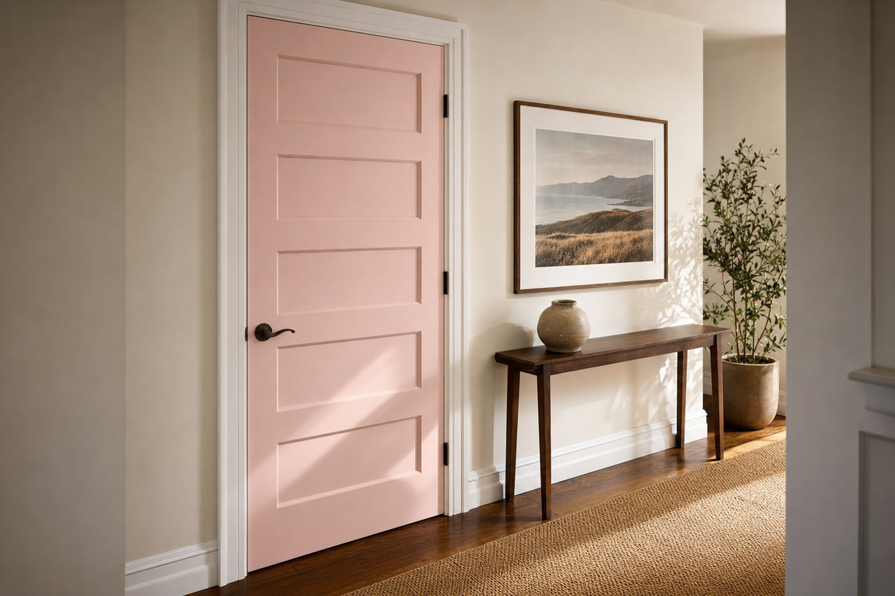 Pink Dynasty by Benjamin Moore on interior-doors