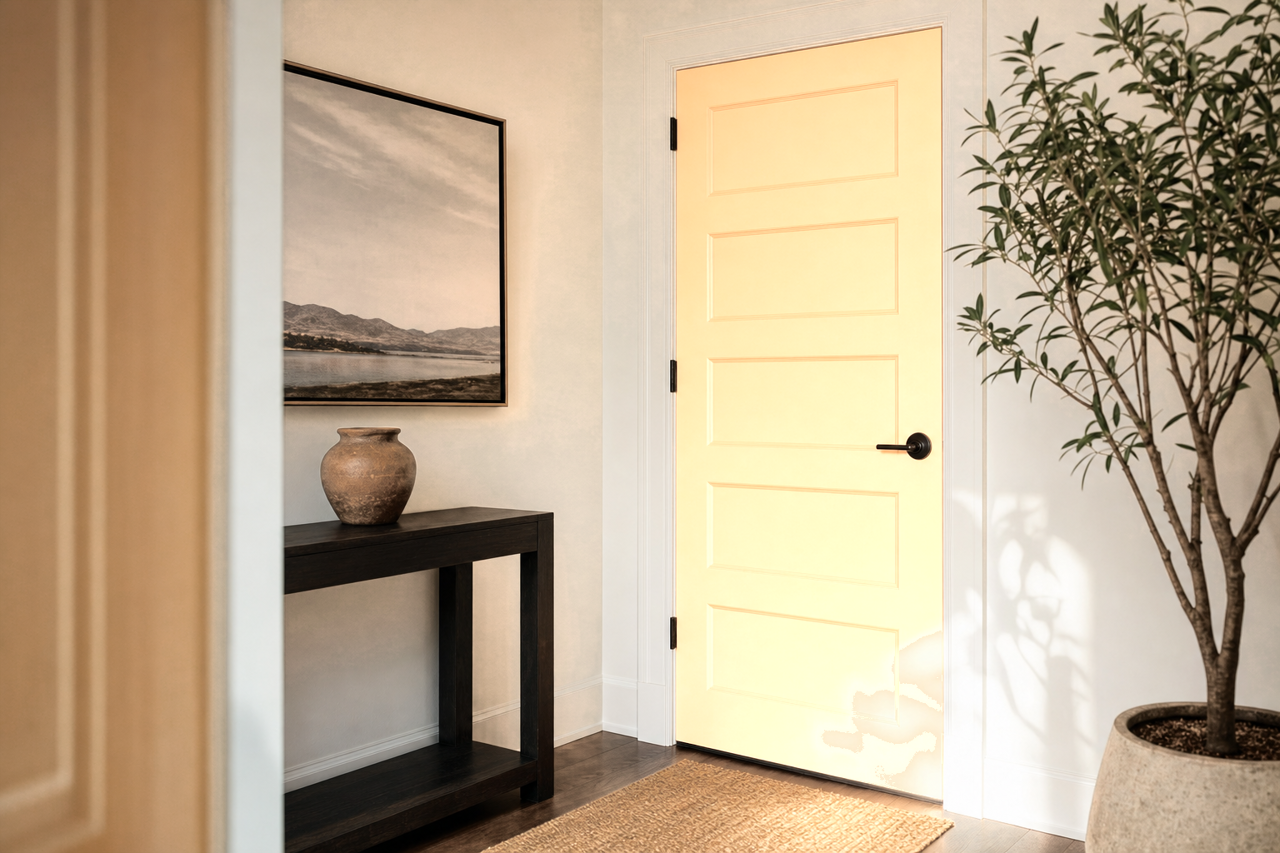 Apricot by Benjamin Moore on interior-doors