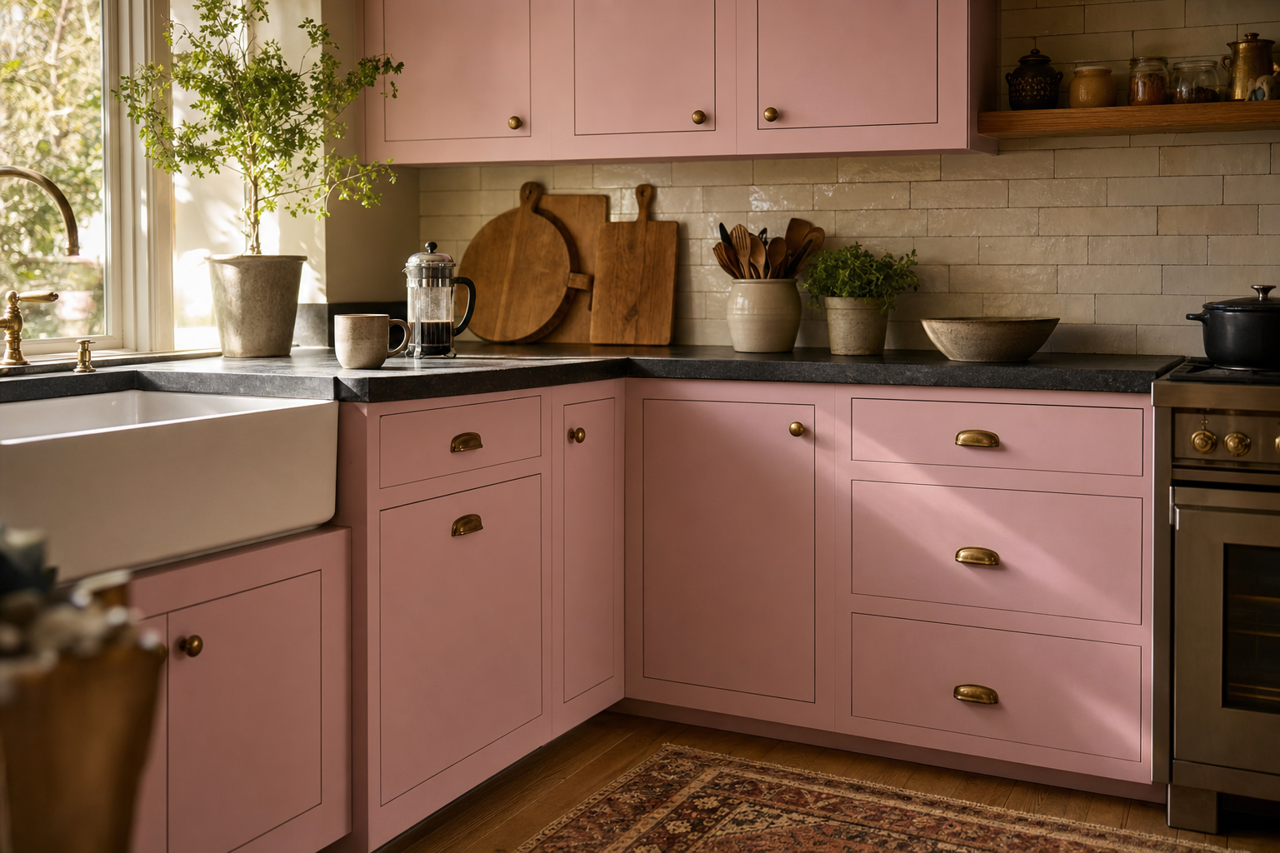 Countryside Pink by Benjamin Moore on cabinets
