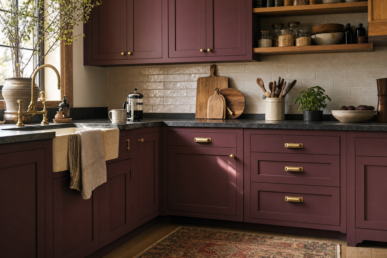 Bordéaux by Benjamin Moore on cabinets