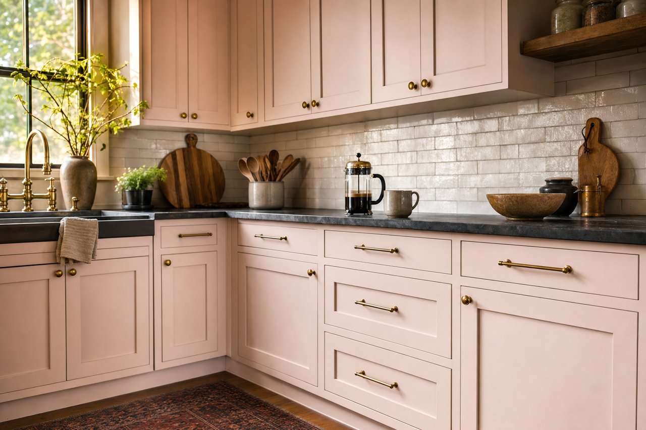 Rosemist by Benjamin Moore on cabinets