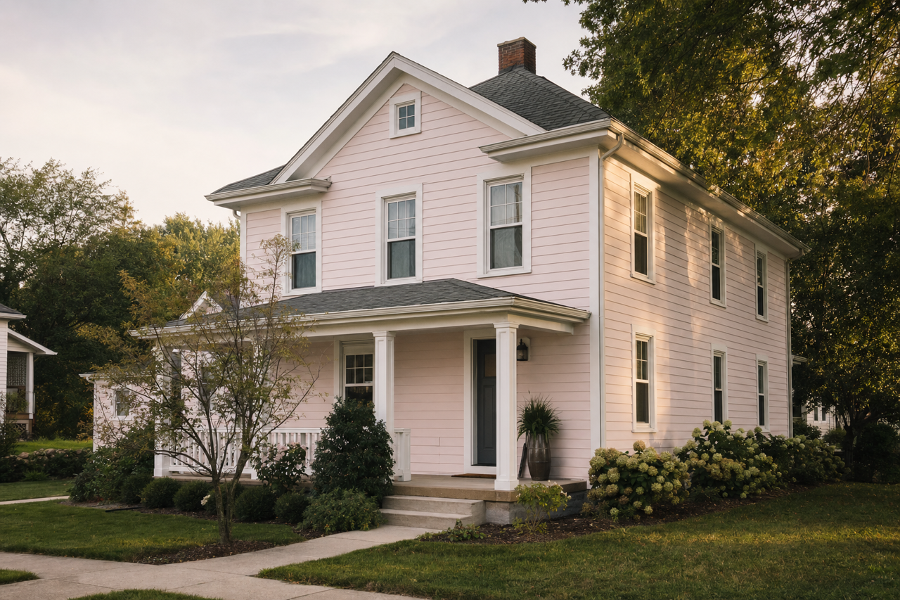 Rosemist by Benjamin Moore on exterior