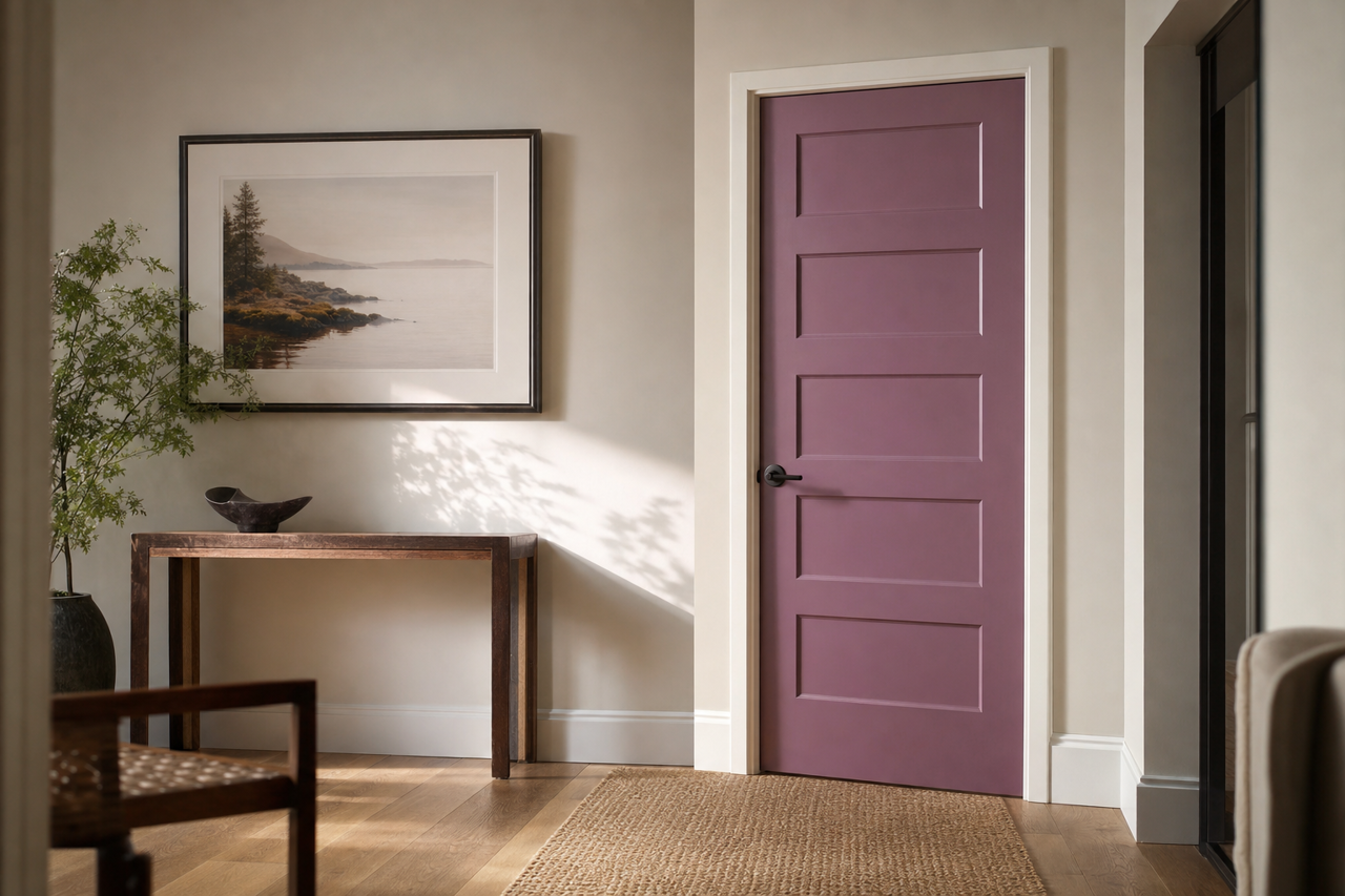 Plum Perfect by Benjamin Moore on interior-doors