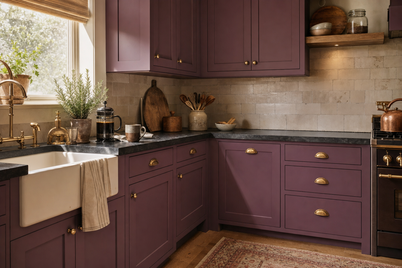 Ultra Violet by Benjamin Moore on cabinets