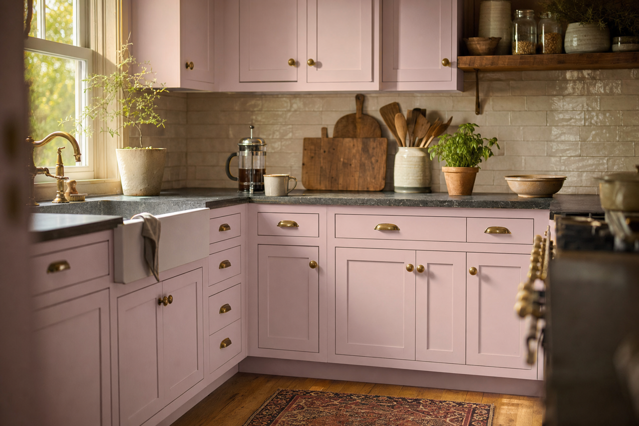 Hidden Sanctuary by Benjamin Moore on cabinets