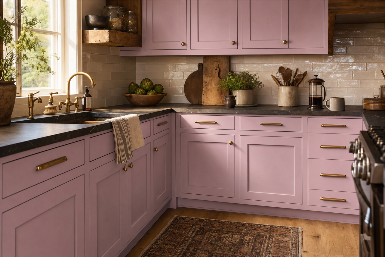 Angelina by Benjamin Moore on cabinets