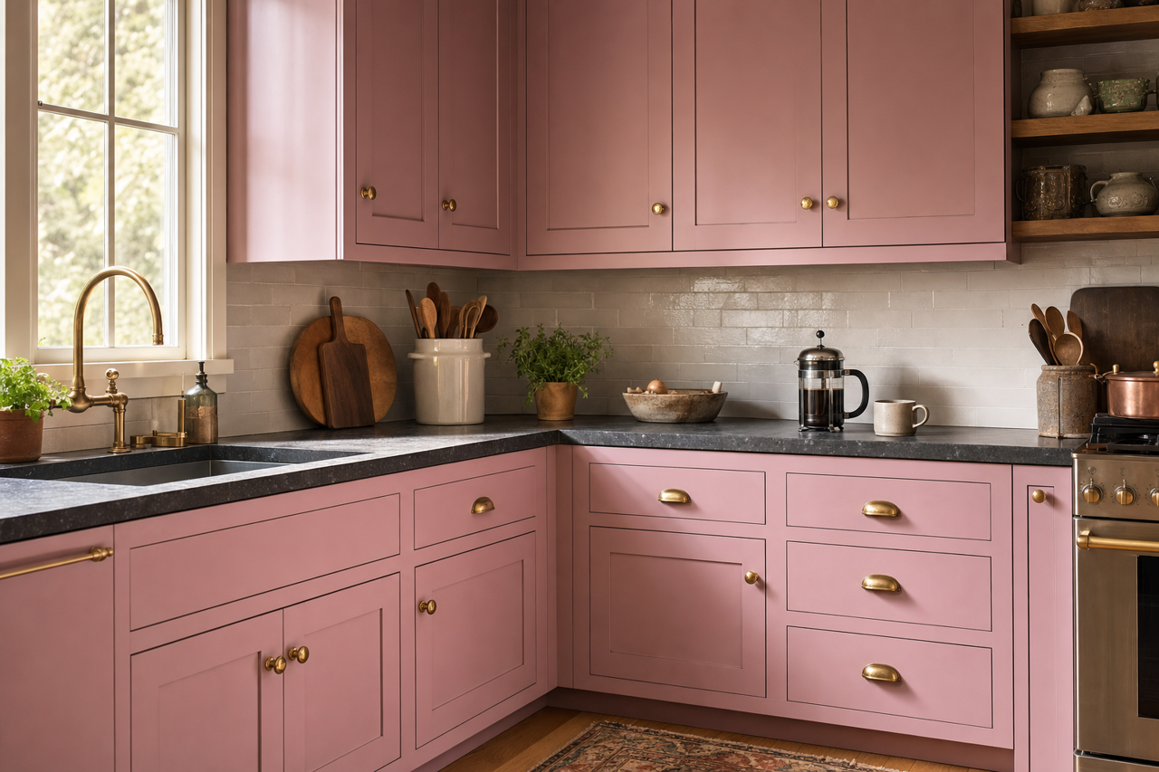 Caribbean by Benjamin Moore on cabinets