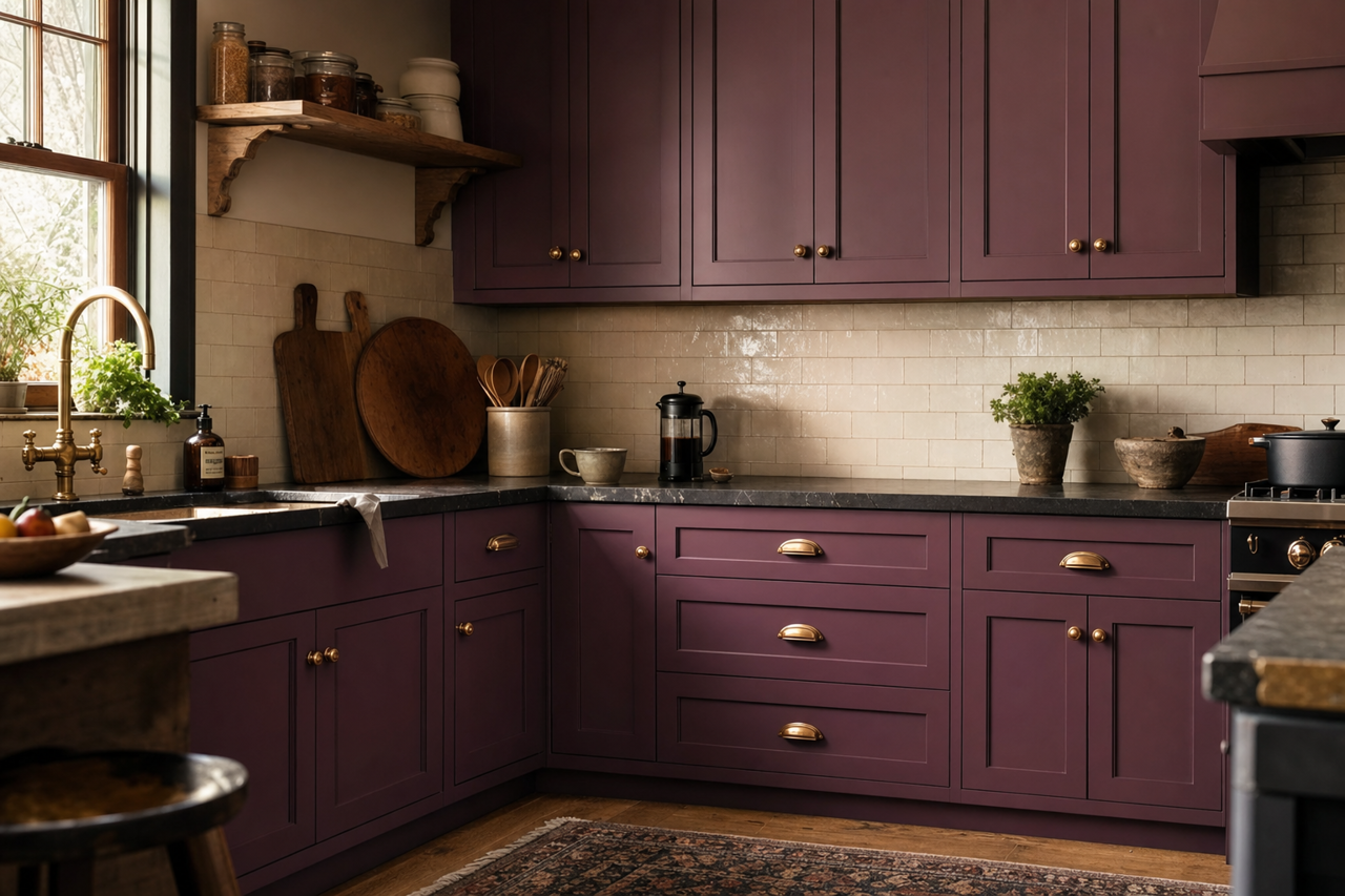 Eggplant by Benjamin Moore on cabinets