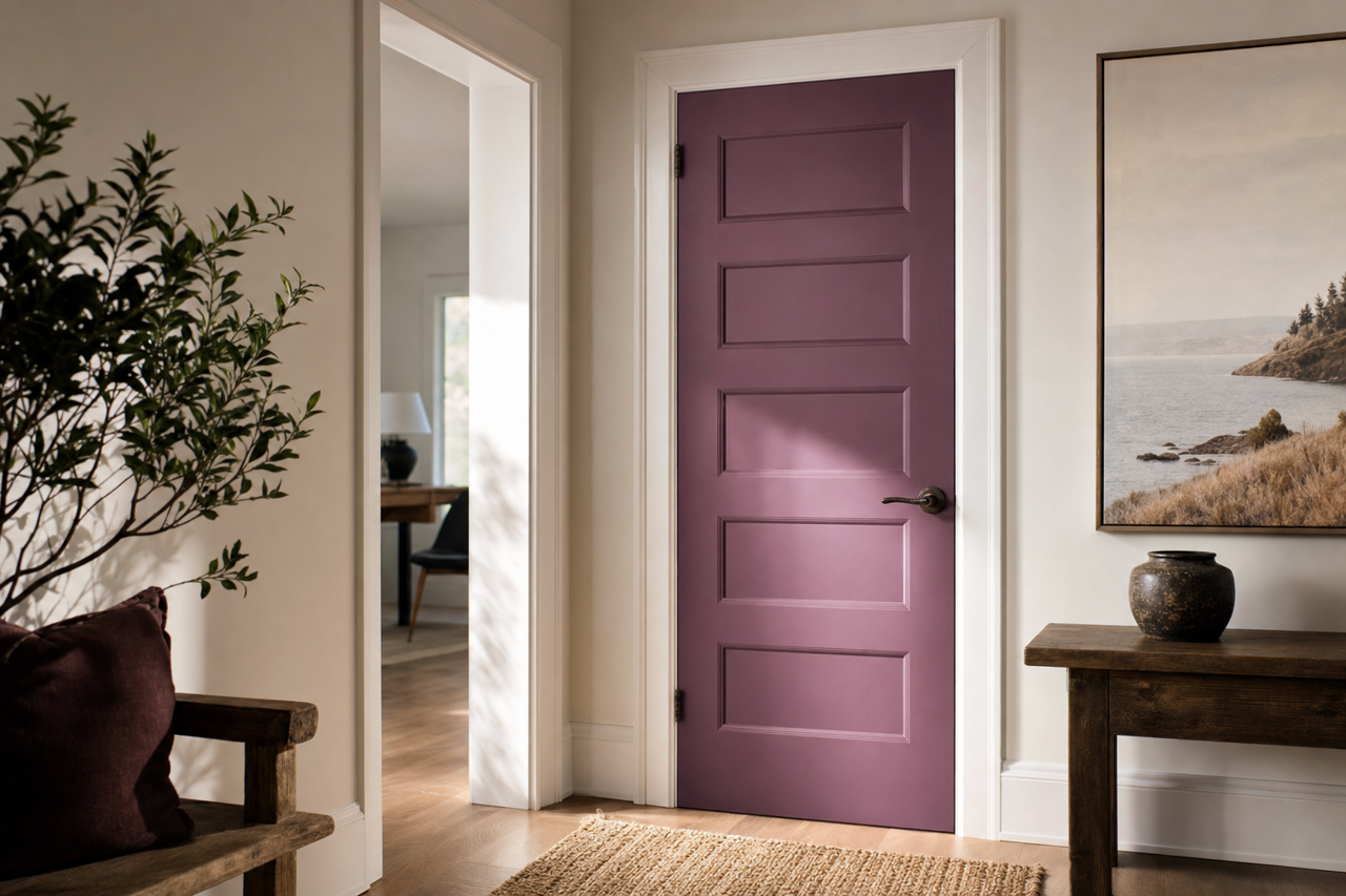 Eggplant by Benjamin Moore on interior-doors