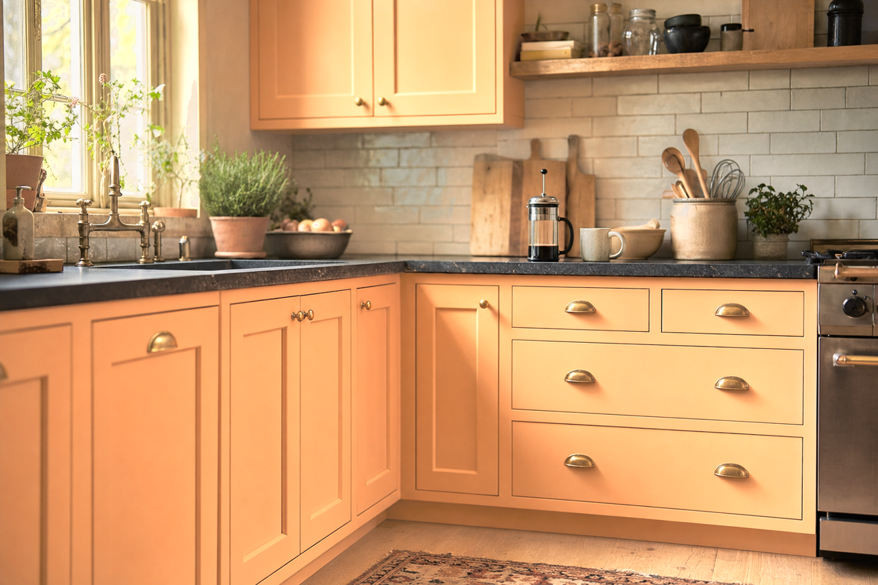Vivid by Benjamin Moore on cabinets