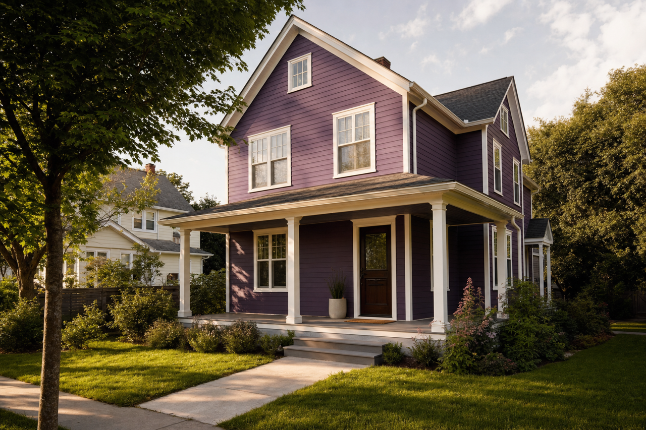 Purple by Benjamin Moore on exterior