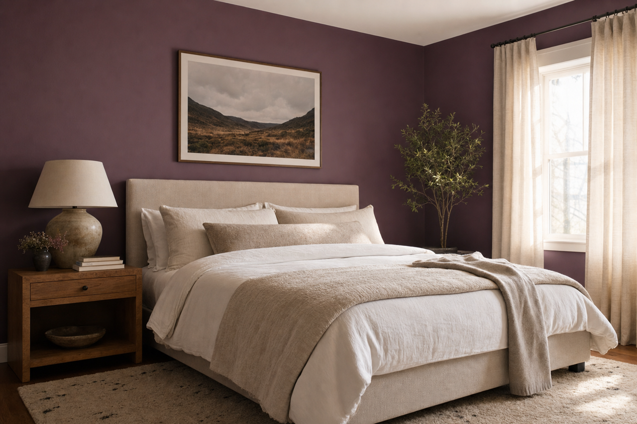 Purple by Benjamin Moore on interiors