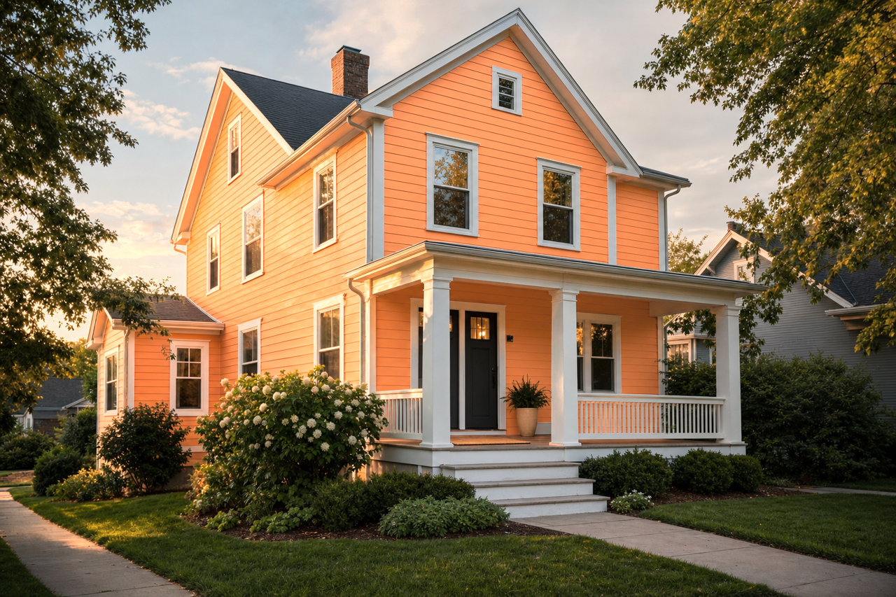 Party Peach by Benjamin Moore on exterior