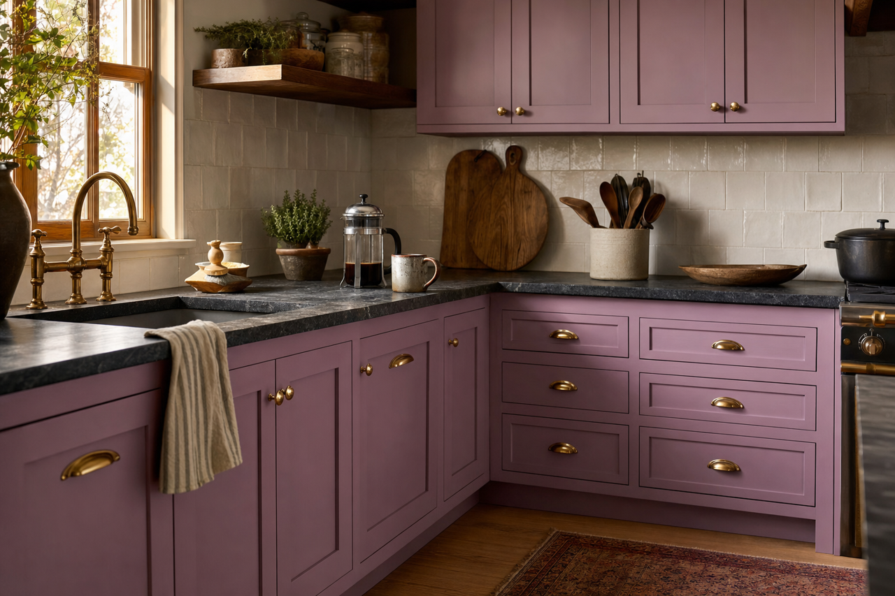 Naples Sunset by Benjamin Moore on cabinets