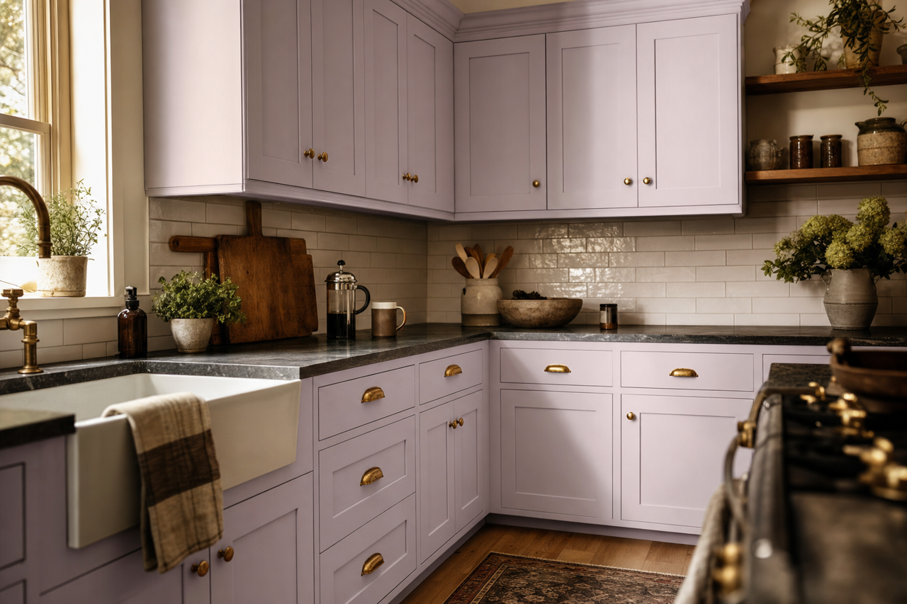 Sugarplum by Benjamin Moore on cabinets