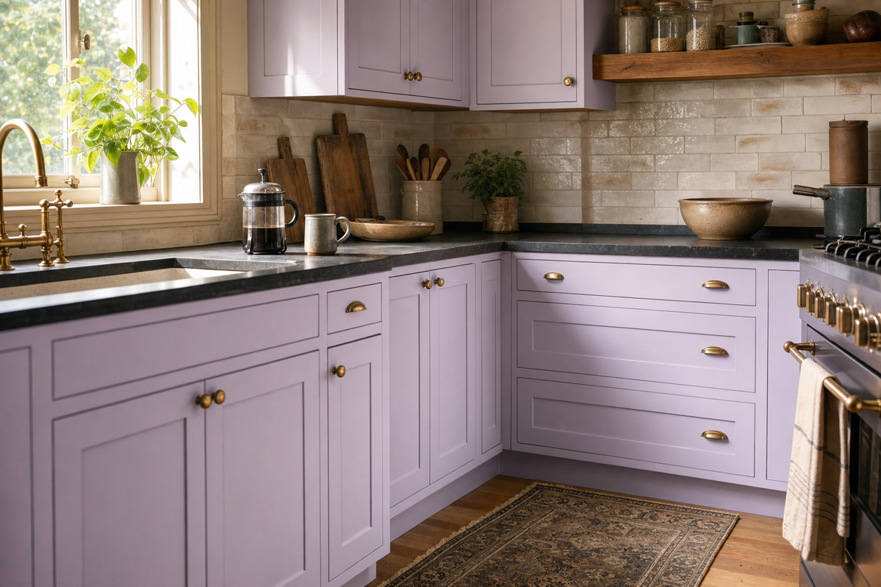 Grape by Benjamin Moore on cabinets