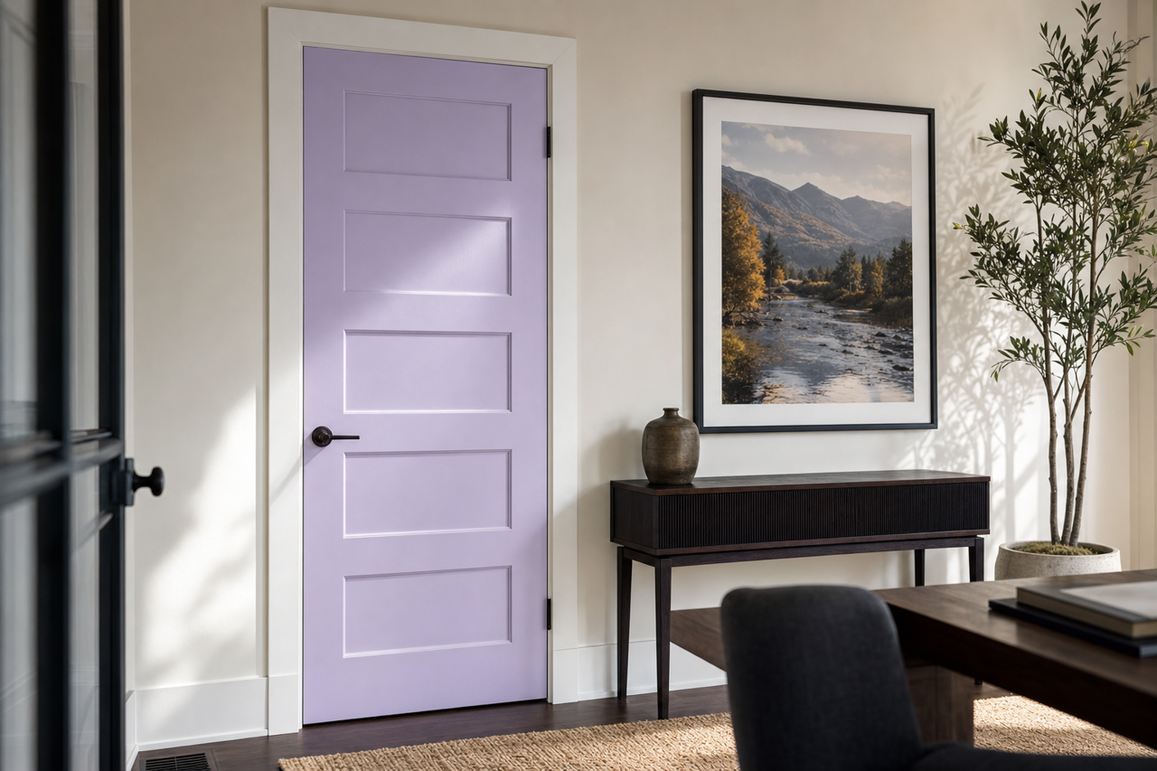 Heather Plum by Benjamin Moore on interior-doors