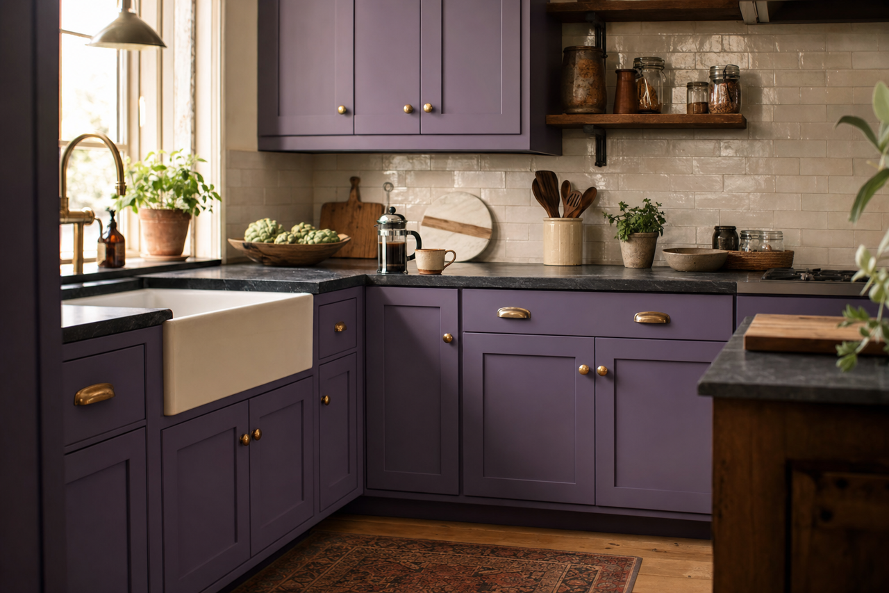 Seduction by Benjamin Moore on cabinets