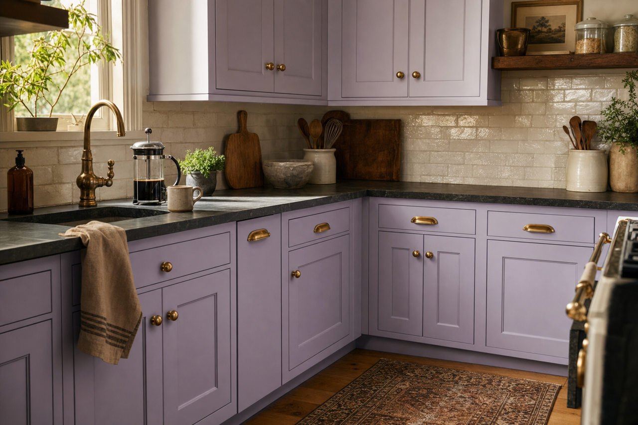 Crocus by Benjamin Moore on cabinets