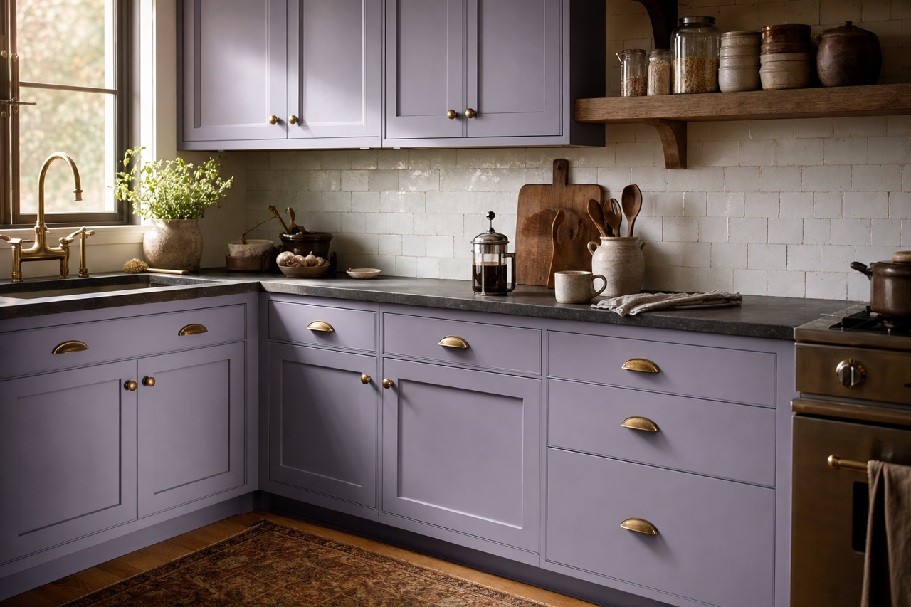 Snugglepuss by Benjamin Moore on cabinets