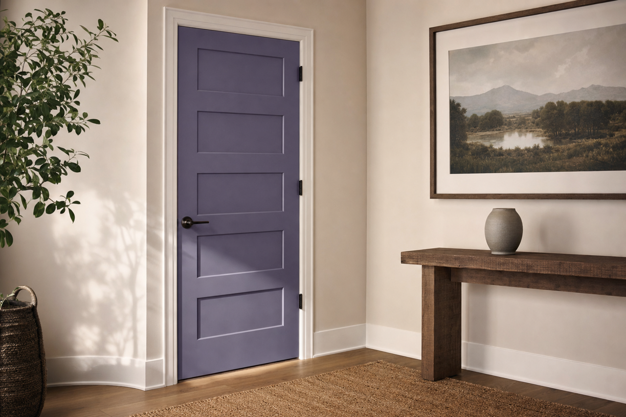 Mauve Bauhaus by Benjamin Moore on interior-doors