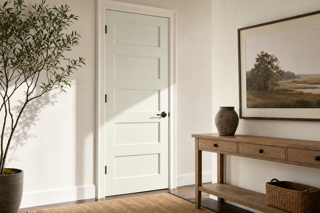 White by Benjamin Moore on interior-doors