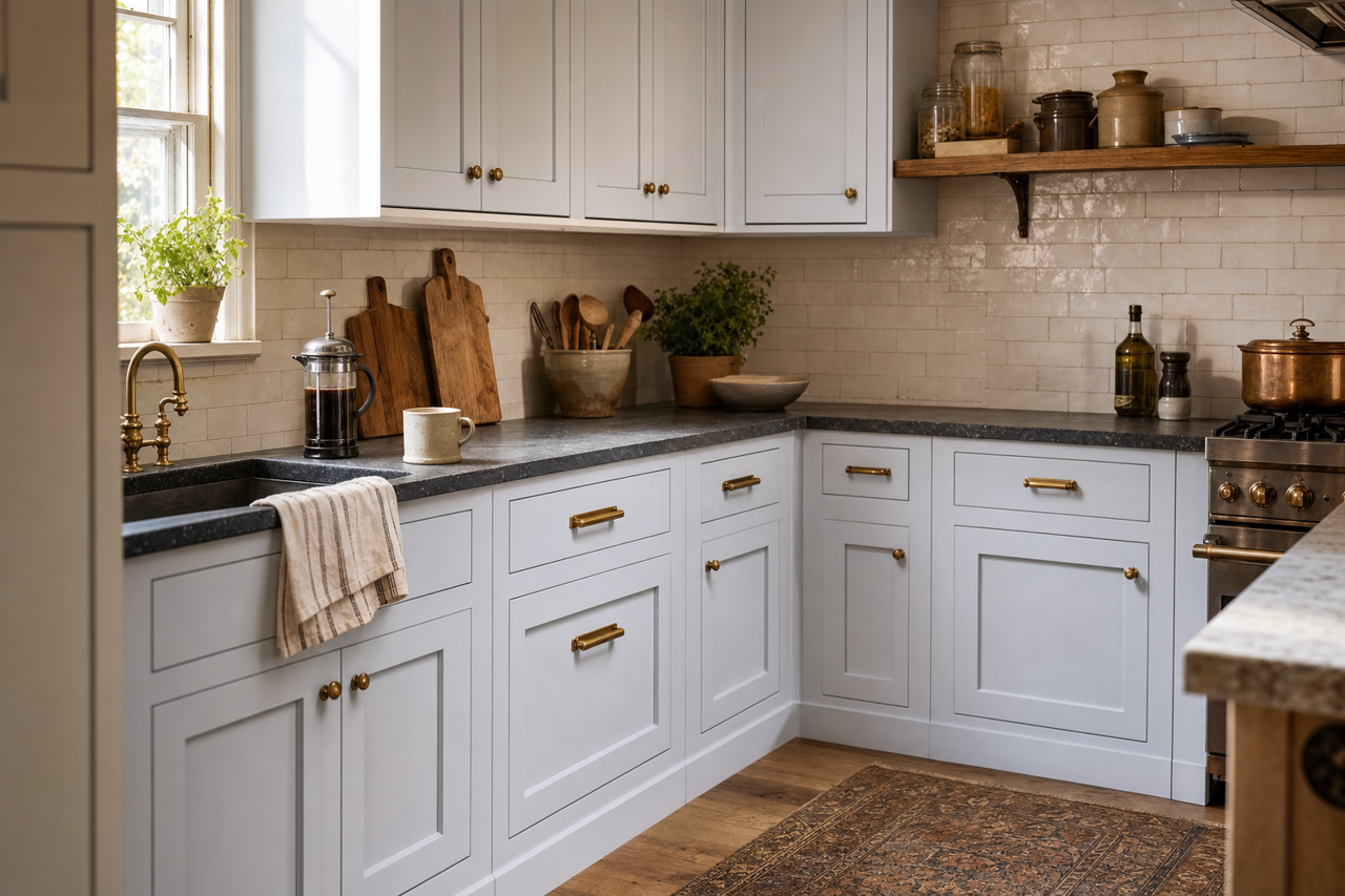 Violet by Benjamin Moore on cabinets