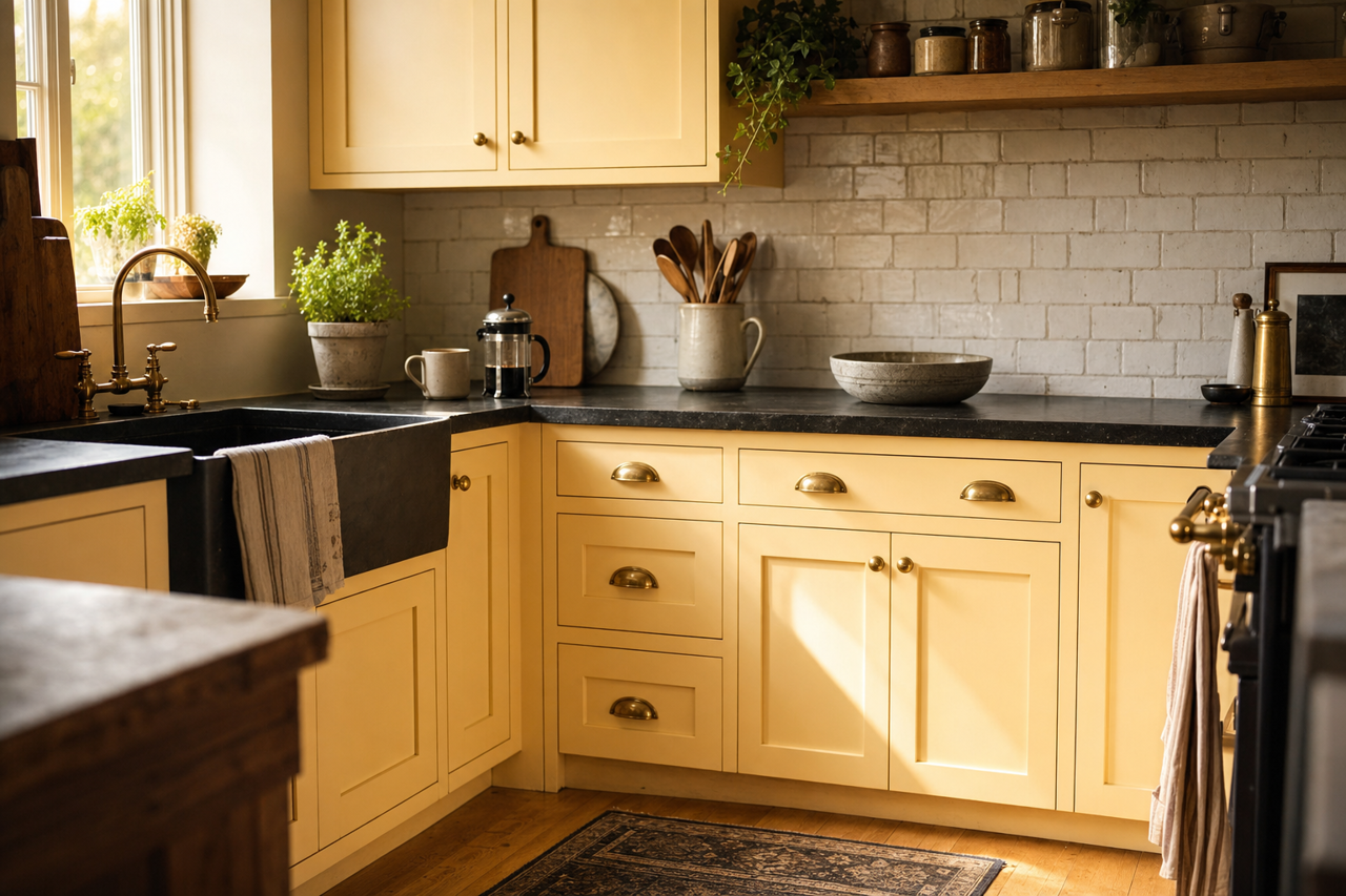 Citrus by Benjamin Moore on cabinets