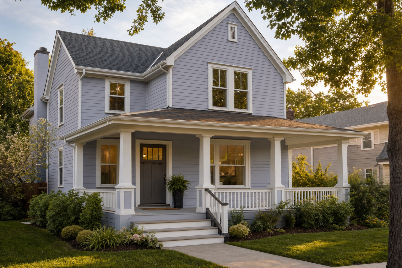 Central Mauve by Benjamin Moore on exterior