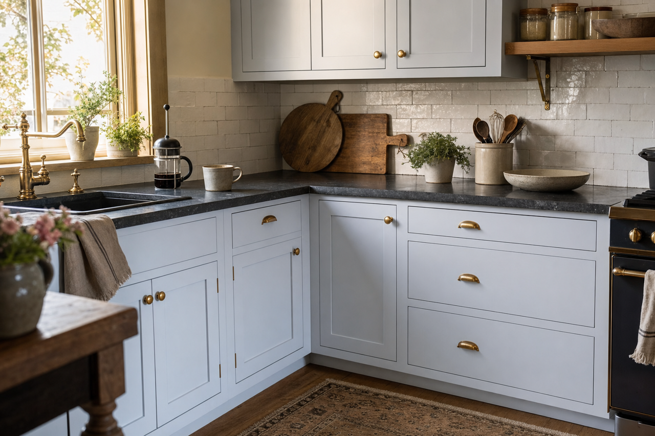 Whispering by Benjamin Moore on cabinets