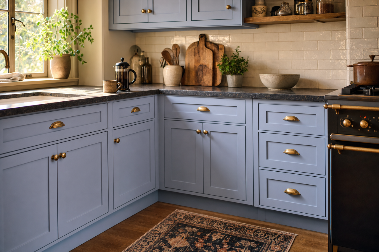Oriental by Benjamin Moore on cabinets
