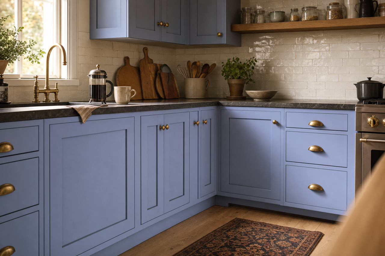 Persian Violet by Benjamin Moore on cabinets