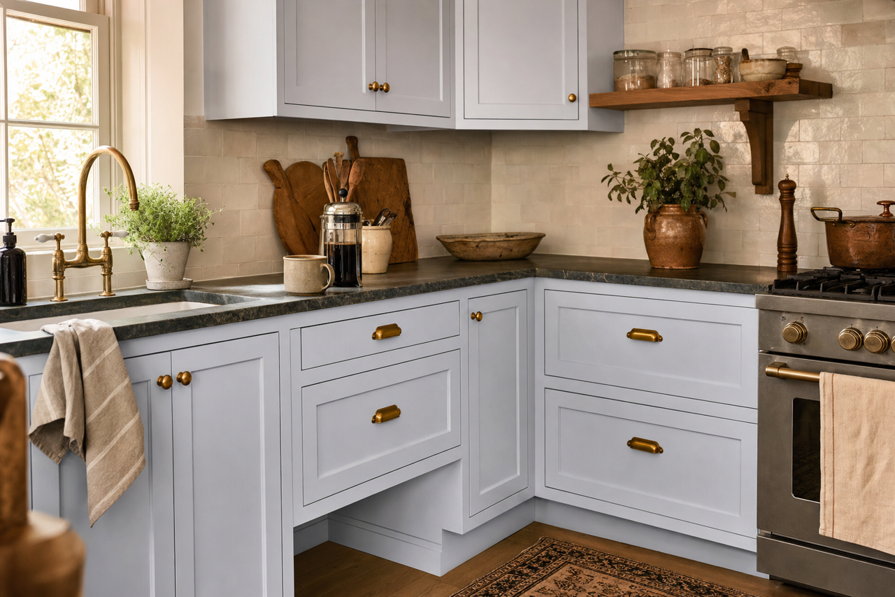 Angel's Wings by Benjamin Moore on cabinets