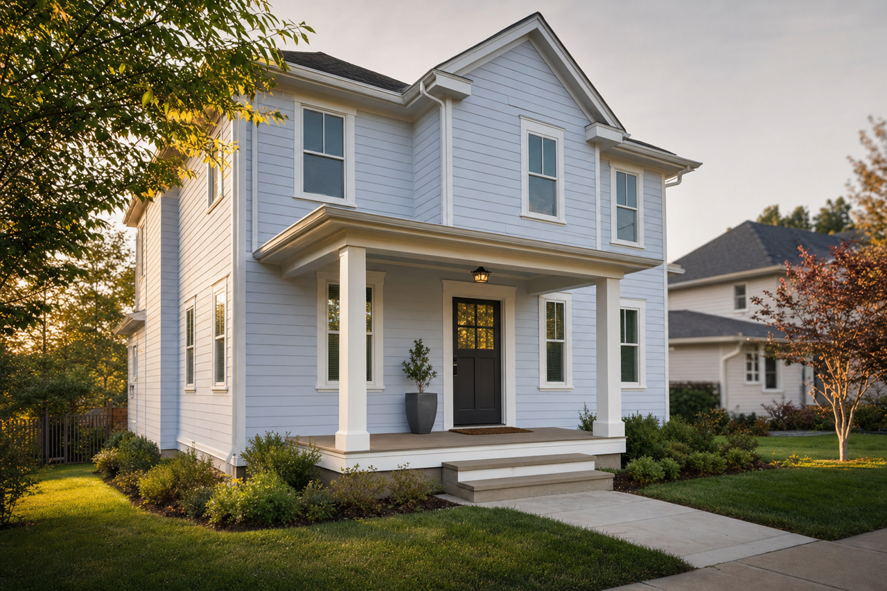 Celestia Blue by Benjamin Moore on exterior