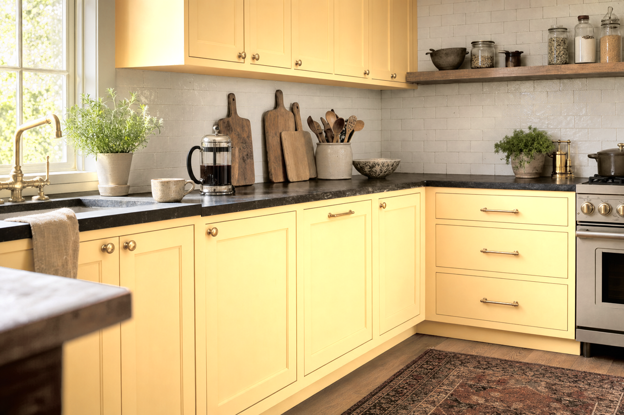 Golden Light by Benjamin Moore on cabinets