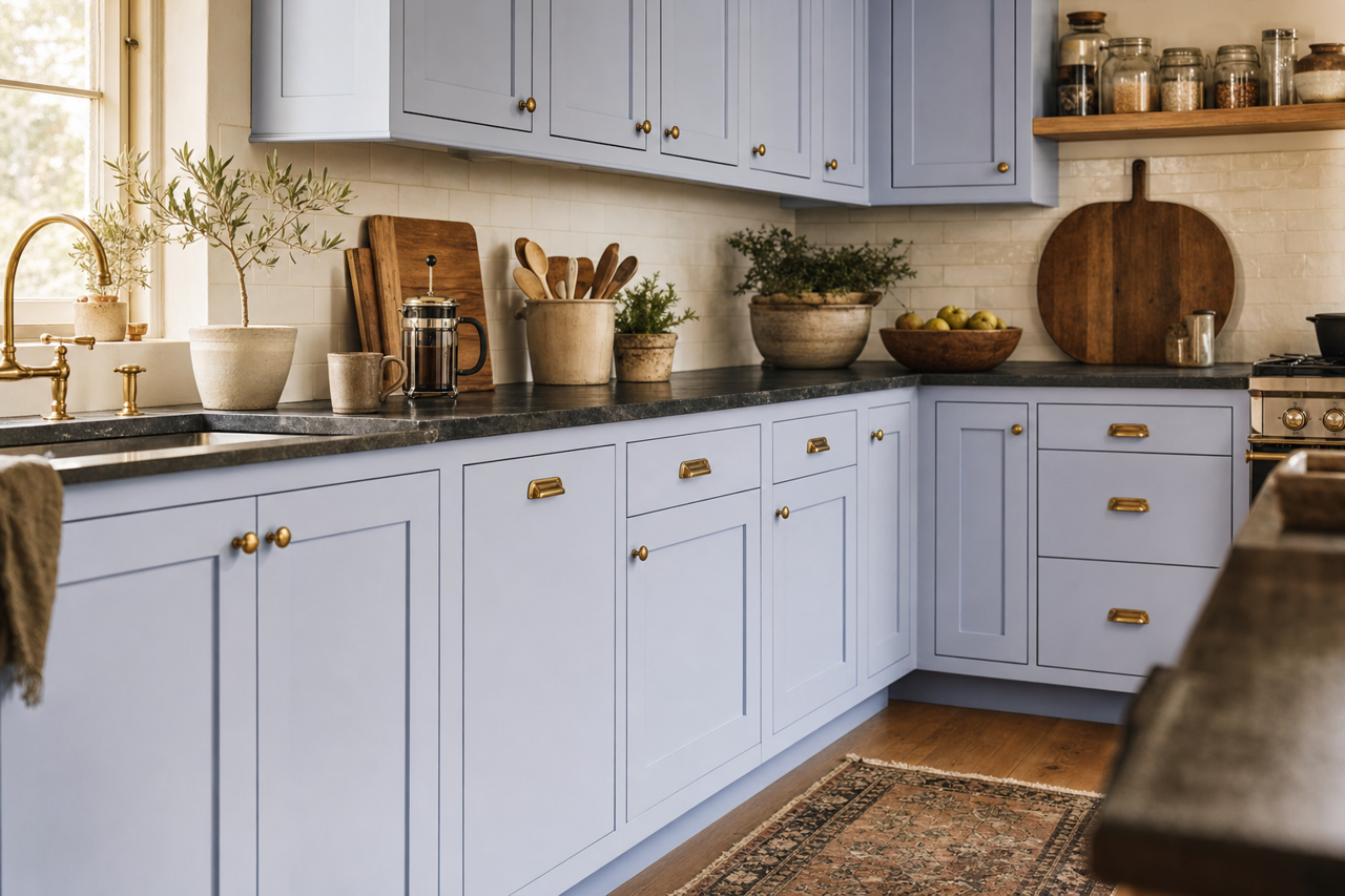 Spring Flowers by Benjamin Moore on cabinets
