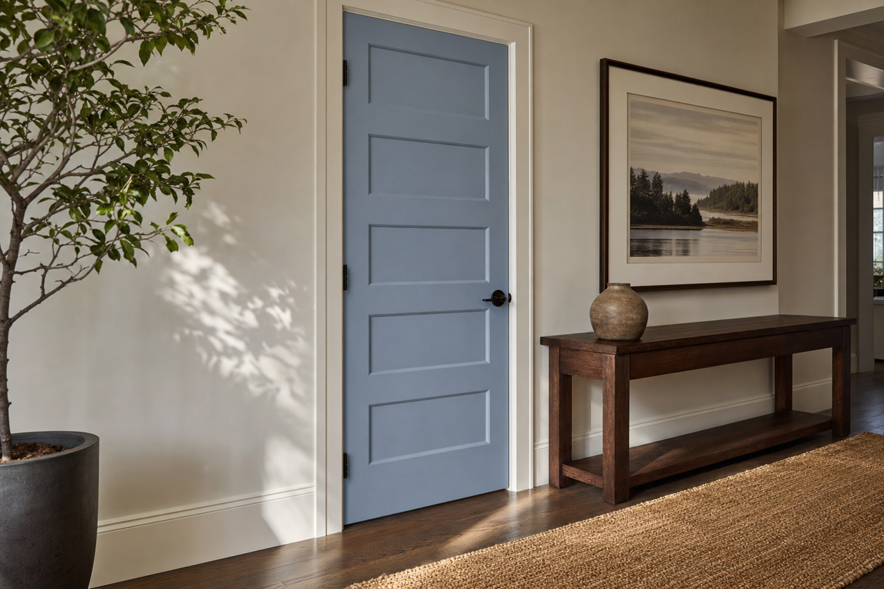 Blue Pearl by Benjamin Moore on interior-doors