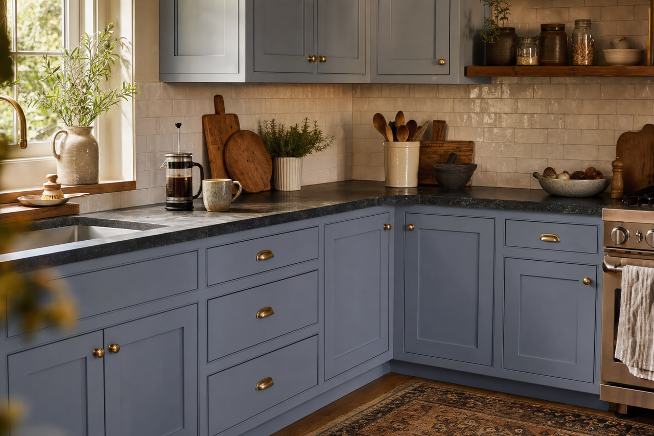 In the Twilight by Benjamin Moore on cabinets