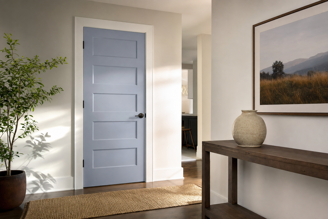 Yukon Sky by Benjamin Moore on interior-doors