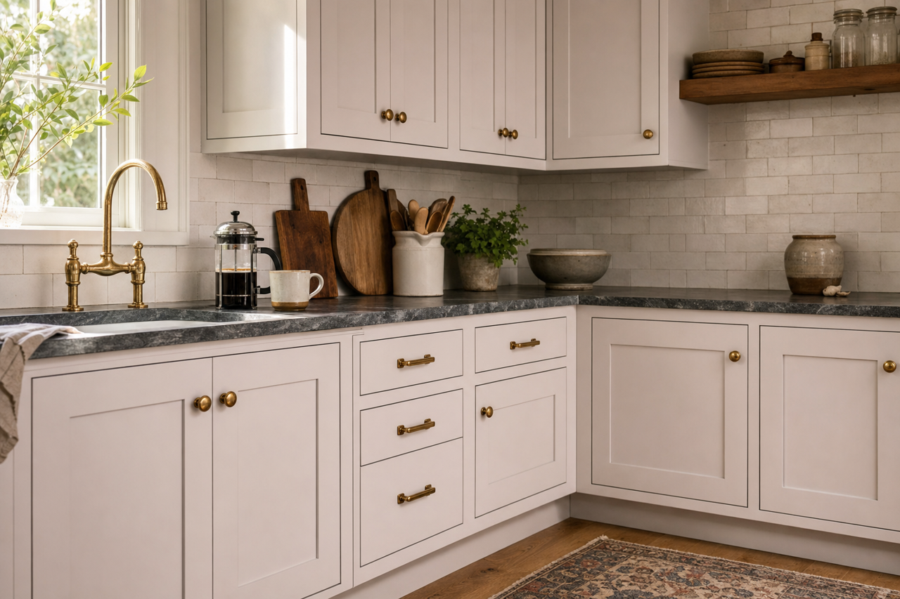 New Age by Benjamin Moore on cabinets