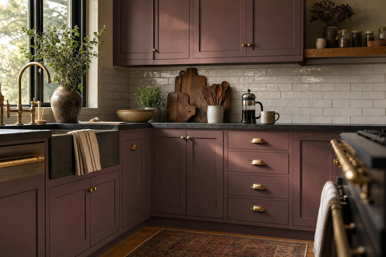 Pinch of Spice by Benjamin Moore on cabinets