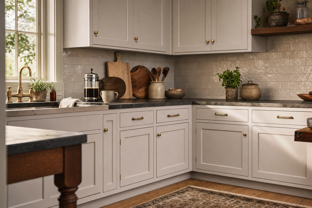 Violet by Benjamin Moore on cabinets