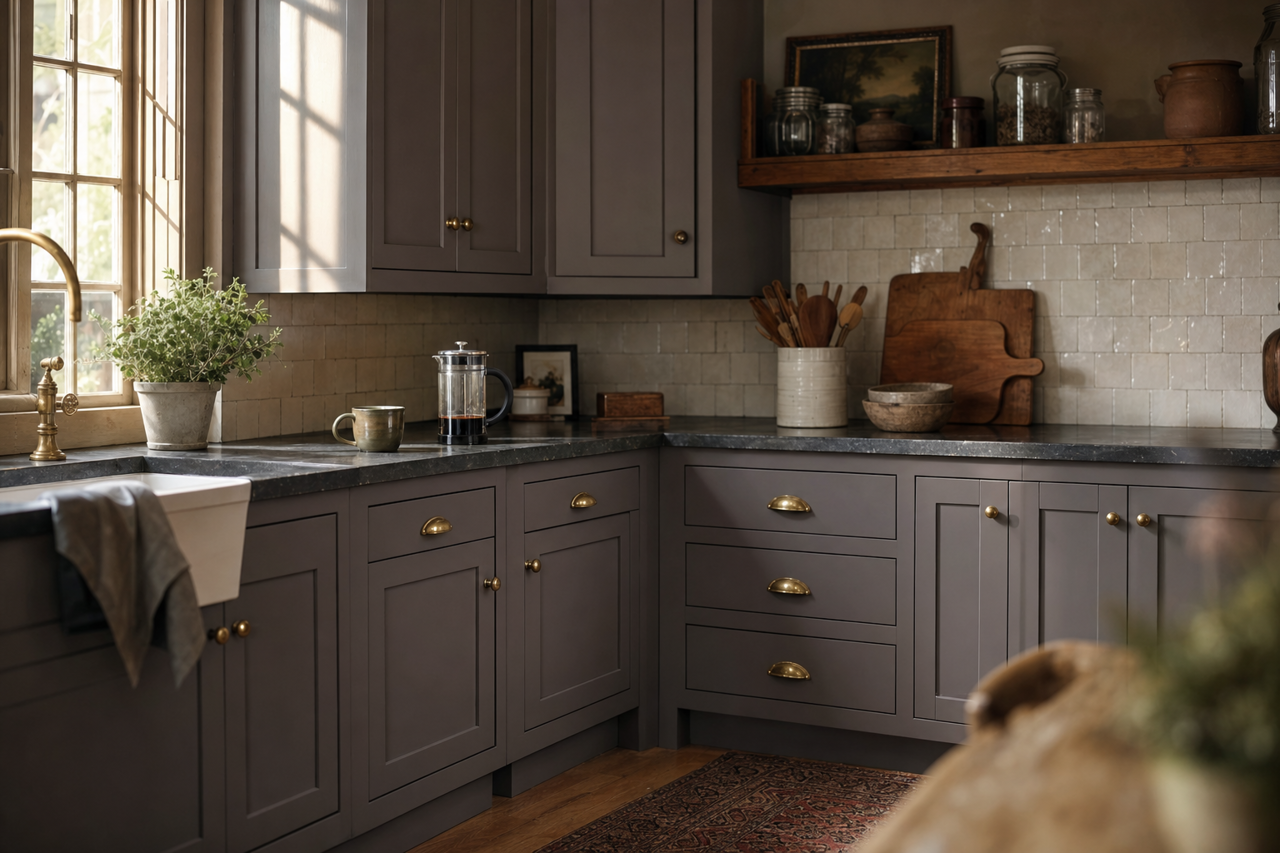 Mountain Ridge by Benjamin Moore on cabinets