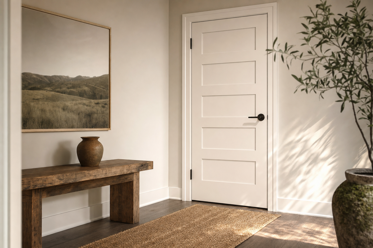 White by Benjamin Moore on interior-doors