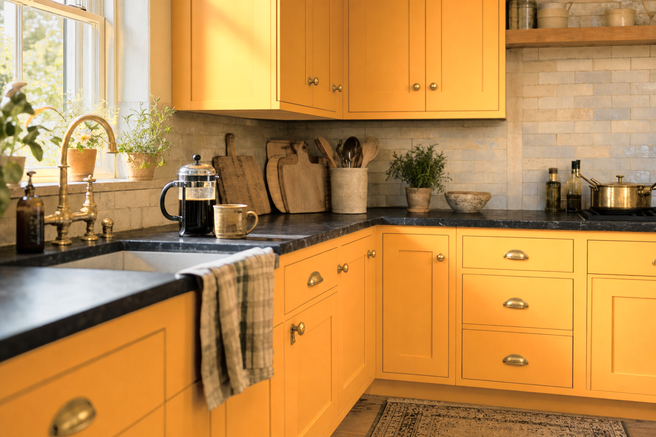 Golden by Benjamin Moore on cabinets