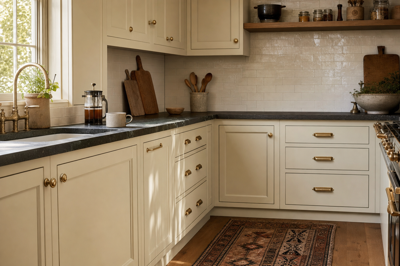 Light Pewter by Benjamin Moore on cabinets